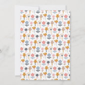 ピンクモダンイエローフクロウ花シンプル第1誕生日 招待状 (裏面)