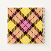 ピンクモダンイエロープレイドタータンチェックレザーモノグラム ノートブック (裏面)