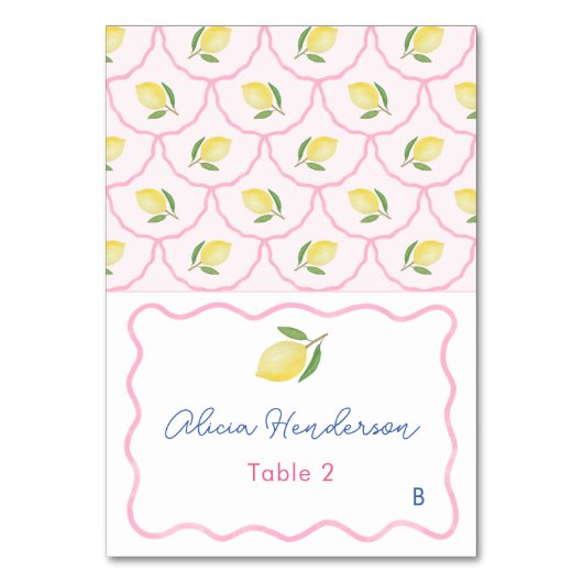 ピンクモダンイエローレモ結婚ン座席表 テーブルナンバー (正面)