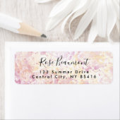 ピンクモダンイエロー水色スクリプト住所 シール (インサイチュ)