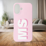 ピンクモダンイニシャルモノグラム iPhone 16ケース<br><div class="desc">自分のiPhoneパーソナライズされたケースを作成しカスタムて、タイポグラフィにイニシャル名をモダン付ける。さまざまな色やスタイルで利用可能。</div>