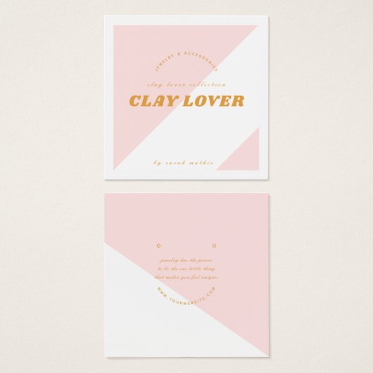 ピンクモダンイヤリングジュエリー表示カード (正面&裏面)