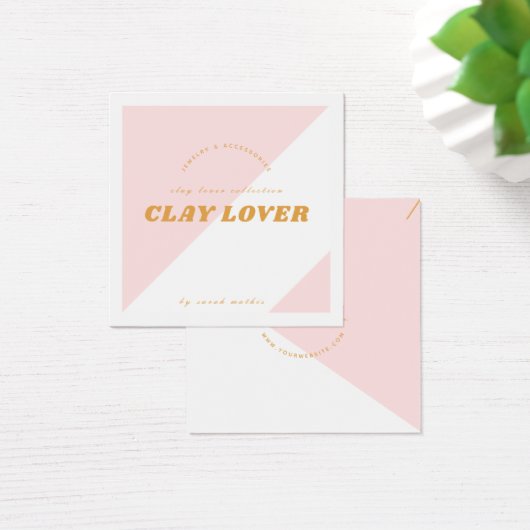 ピンクモダンイヤリングネックレス表示カード (デスク)