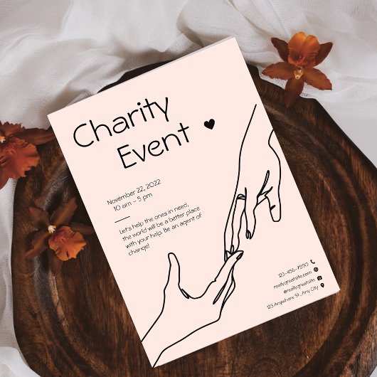 ピンクモダンイラストレーション資金集めチャリティーイベント チラシ