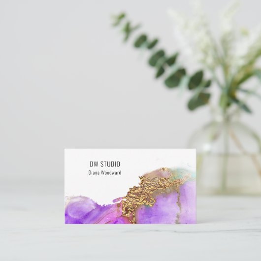 ピンクモダンインクの名刺 名刺 (スタンド正面)