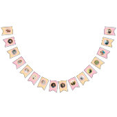 ピンクモダンウェルカム新生児ガール生まれたばかりの写真 バンティングフラッグ (全)