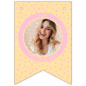 ピンクモダンウェルカム新生児ガール生まれたばかりの写真 バンティングフラッグ (第1の旗)