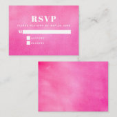ピンクモダンウォーターカラートレンディーシックRSVP エンクロージャーカード (正面/裏面)