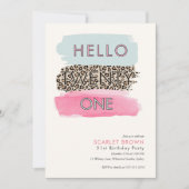 ピンクモダンウォーターストライプのカラー21歳の誕生日 招待状 (正面)