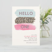 ピンクモダンウォーターストライプのカラー21歳の誕生日 招待状 (スタンド正面)