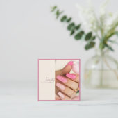 ピンクモダンエレガントのベルベット スクエア名刺 (スタンド正面)
