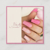 ピンクモダンエレガントのベルベット スクエア名刺 (正面)