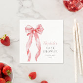 ピンクモダンエレガントの弓ガール赤ちゃんシャワー スタンダードカクテルナプキン (インサイチュ)