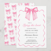 ピンクモダンエレガントの弓ブライダルシャワー招待状 招待状 (正面/裏面)