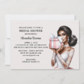 ピンクモダンエレガントの花嫁へブライダルシャワー 招待状 (正面)