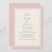 ピンクモダンエレガントクリーム結婚式招待状 招待状 (正面/裏面)
