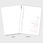 ピンクモダンエレガントクロスガールファースト聖餐式 招待状