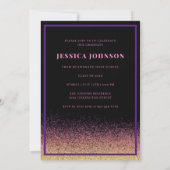 ピンクモダンエレガントグリッター写真卒業 招待状 (裏面)