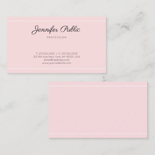 ピンクモダンエレガントトレンディースクリプシンプルト標準 名刺 (正面/裏面)