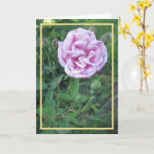 ピンクモダンエレガントパープルバラゴールデンフレーム カード (黄色い花)