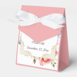 ピンクモダンエレガントフローラニカ招待状 フェイバーボックス