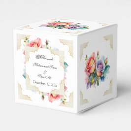 ピンクモダンエレガントフローラニカ招待状 フェイバーボックス