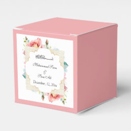 ピンクモダンエレガントフローラニカ招待状 フェイバーボックス