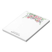 ピンクモダンエレガントフローラブーケウォータカラーバラ ノートパッド (回転)