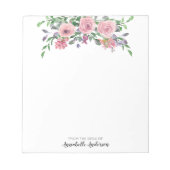 ピンクモダンエレガントフローラブーケウォータカラーバラ ノートパッド (正面)