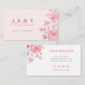 ピンクモダンエレガントフローラ名刺 名刺 (正面/裏面)