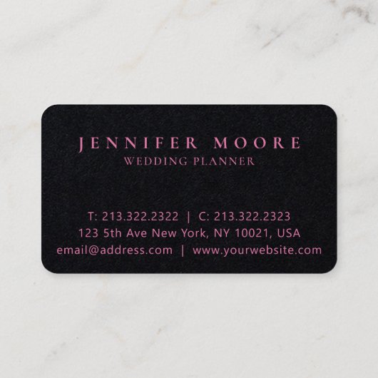 ピンクモダンエレガントプレミアムブラックメイクアップスクリプト 名刺 (裏面)