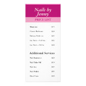 ピンクモダンエレガントホワイトフローラ爪、 ネイル価格表 ラックカード (裏面)