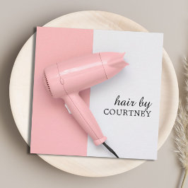 ピンクモダンエレガントホワイト美容師写真 スクエア名刺