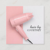 ピンクモダンエレガントホワイト美容師写真 スクエア名刺 (正面)