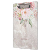 ピンクモダンエレガントローズ牡丹フローラ大理石 クリップボード (左)