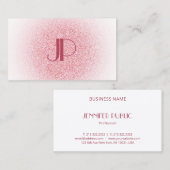 ピンクモダンエレガントローズ金ゴールドグリッターモノグラム 名刺 (正面/裏面)