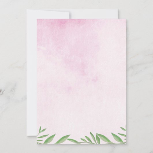 ピンクモダンエレファントサファリガールベビーシャワー 招待状 (裏面)