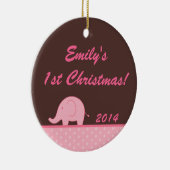 ピンクモダンエレファントジュングルパーソナライズされたー名オーナメント セラミックオーナメント (右)