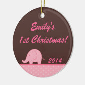 ピンクモダンエレファントジュングルパーソナライズされたー名オーナメント セラミックオーナメント (左)