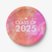 ピンクモダンオはっきりしたレンジ卒業式パーティー ペーパープレート (正面)