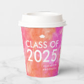 ピンクモダンオはっきりしたレンジ卒業式パーティー 紙コップ (裏面)