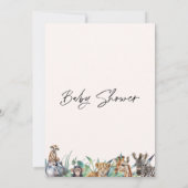 ピンクモダンオベビーアーチ型サファリベイビーシャワー 招待状 (裏面)