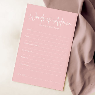 ピンクモダンオベビーシンプルベビーシャワーアドバイスカード