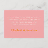 ピンクモダンオレンジイエロー結婚のQRコードRSVP エンクロージャーカード (裏面)