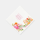 ピンクモダンオレンジウォーターフローラブライダルシャワー スタンダードカクテルナプキン (角)