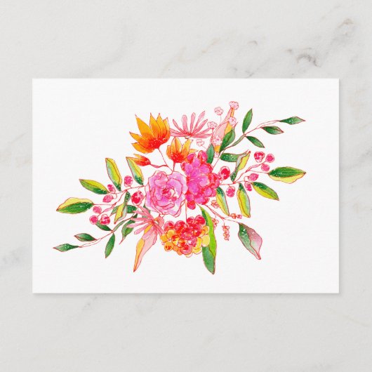 ピンクモダンオレンジグリーン結婚フラワーの詳細 エンクロージャーカード (裏面)