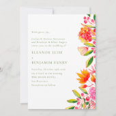 ピンクモダンオレンジグリーン結婚フローラフォーマルズ 招待状 (正面)