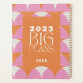 ピンクモダンオレンジジオメトリ大きなプラン プランナー手帳 (裏面)