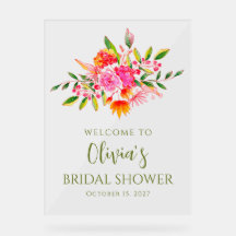 ピンクモダンオレンジフローラブライダルシャワーへようこそ