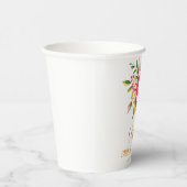 ピンクモダンオレンジフローラブライダルシャワーカスタム 紙コップ (右)